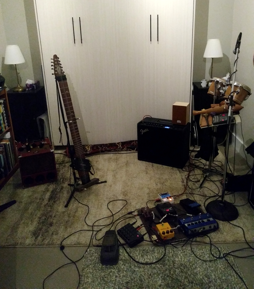 Home studio for a Chapman Stick player